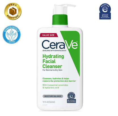 CeraVe Hydrating Facial Cleanser | Enjoy soft, hydrated, and balanced skin replenishing your natural moisture | National Eczema Certified