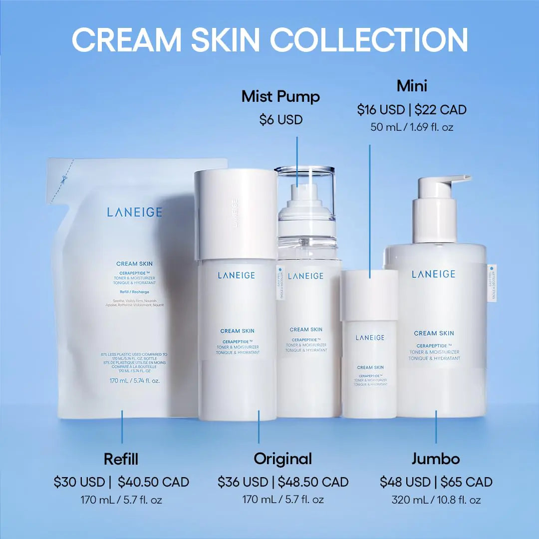 LANEIGE Cream Skin Refillable Toner & Moisturizer | Achieve soft, plump, and deeply moisturized skin with every use.